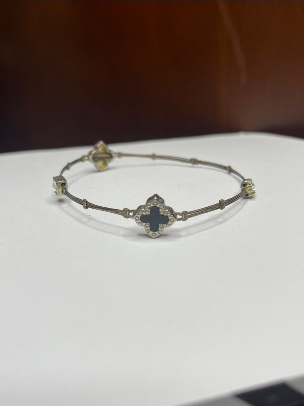 Dainty and Elegant Black Clover Motif Women's Bracelet